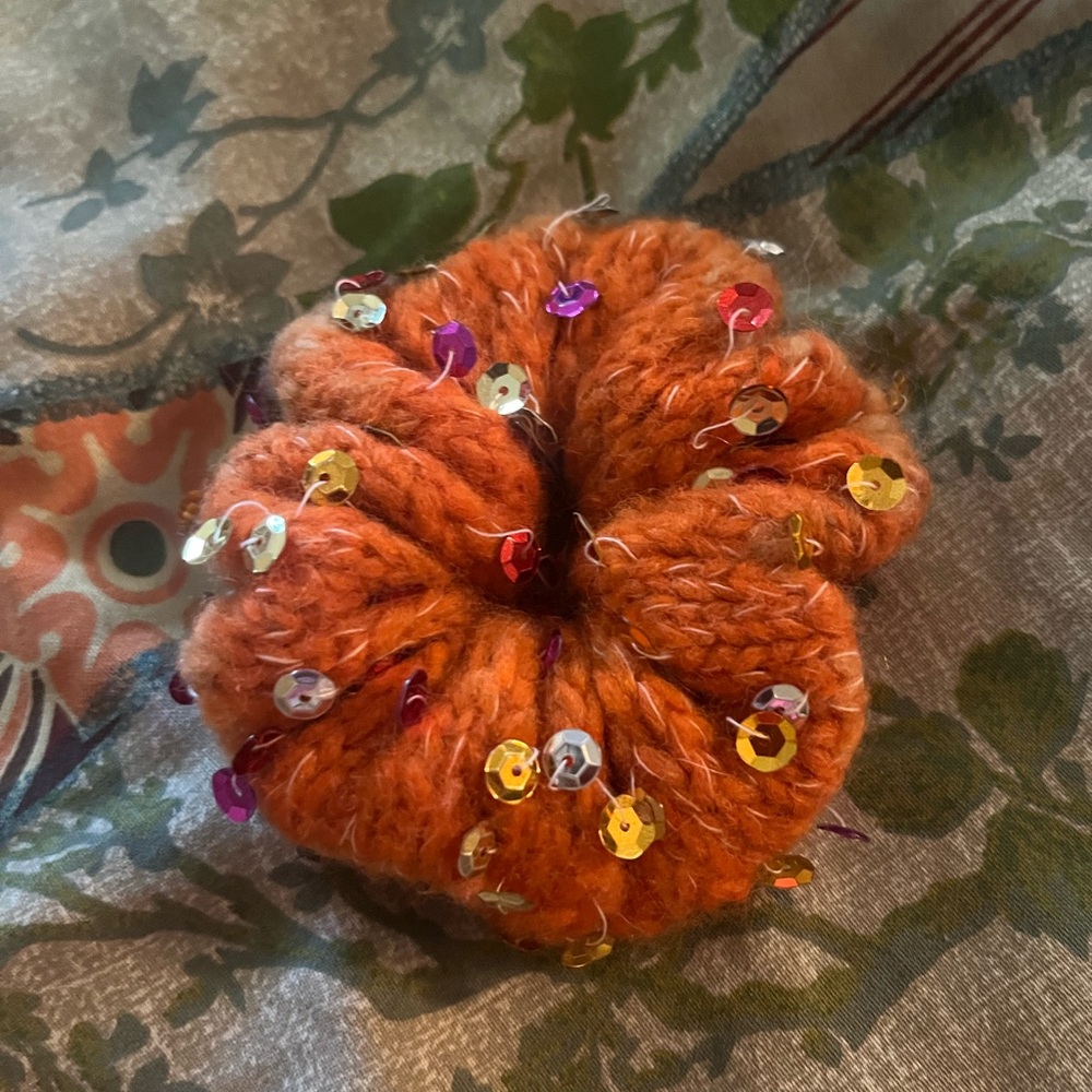 Hand knit sequin scrunchie bracelet